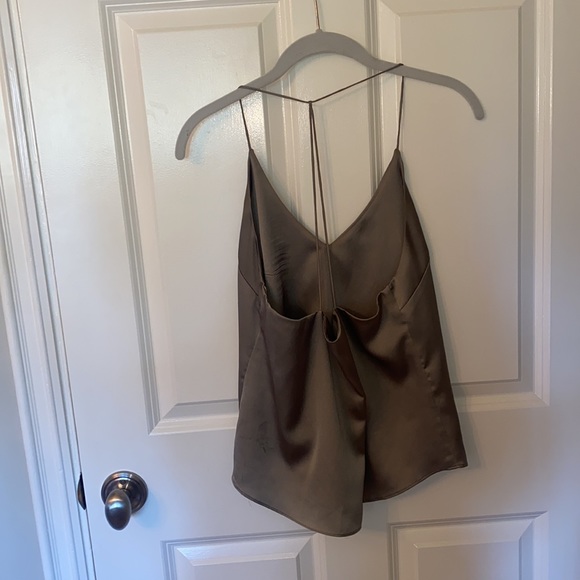 Olive green silk top - Picture 2 of 2